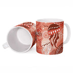 NAIDOC Deadly 50 Years Ceramic Mug Jellyfish Aboriginal Culture Inspired Red