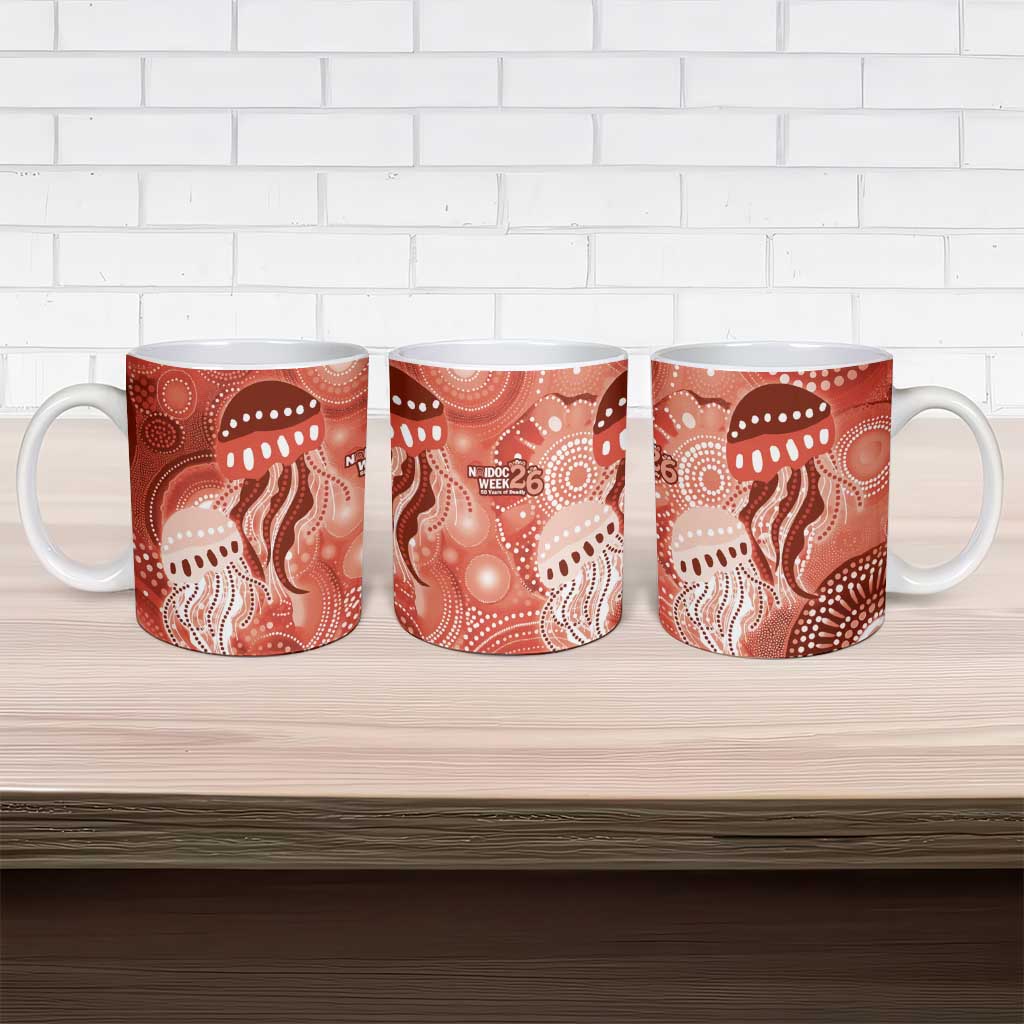 NAIDOC Deadly 50 Years Ceramic Mug Jellyfish Aboriginal Culture Inspired Red