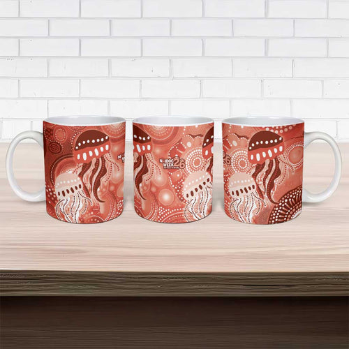 NAIDOC Deadly 50 Years Ceramic Mug Jellyfish Aboriginal Culture Inspired Red