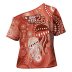 NAIDOC Deadly 50 Years Cross Shoulder Shirt Jellyfish Aboriginal Culture Inspired Red
