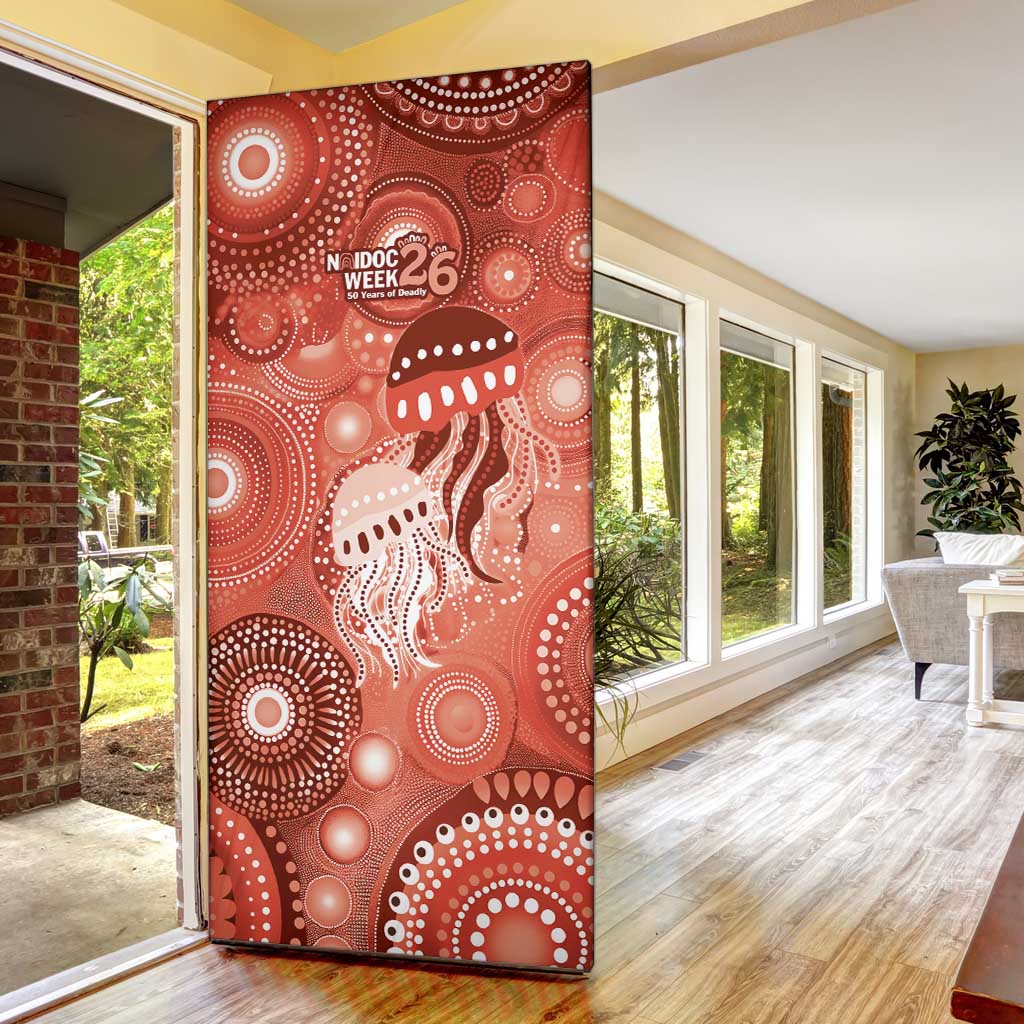 NAIDOC Deadly 50 Years Door Cover Jellyfish Aboriginal Culture Inspired Red