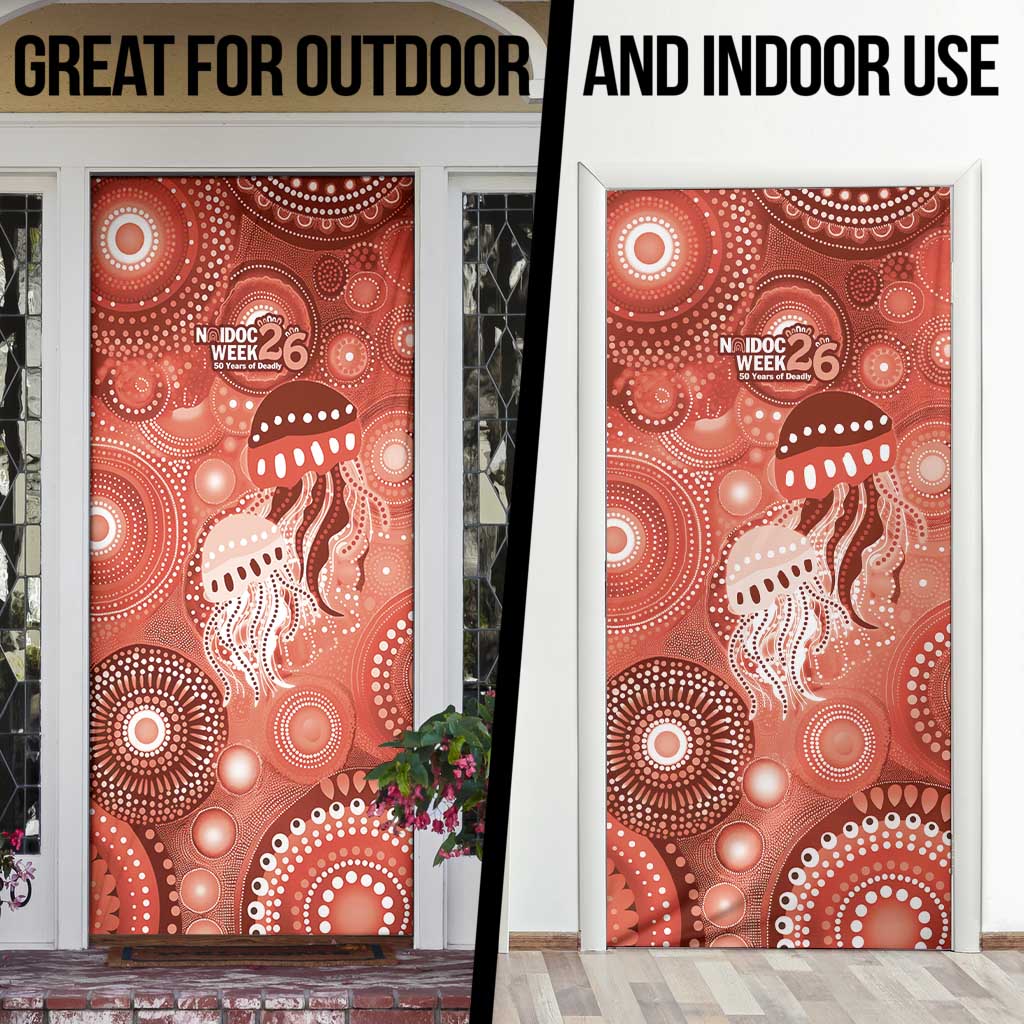 NAIDOC Deadly 50 Years Door Cover Jellyfish Aboriginal Culture Inspired Red