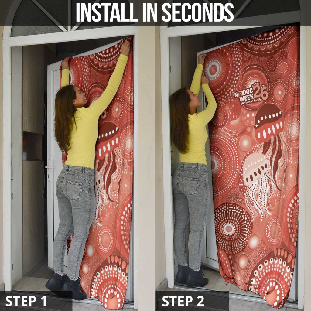 NAIDOC Deadly 50 Years Door Cover Jellyfish Aboriginal Culture Inspired Red