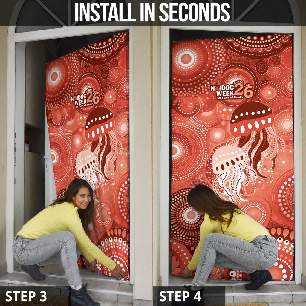 NAIDOC Deadly 50 Years Door Cover Jellyfish Aboriginal Culture Inspired Red