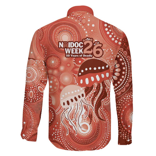 NAIDOC Deadly 50 Years Family Matching Mermaid Dress and Hawaiian Shirt Jellyfish Aboriginal Culture Inspired Red