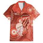 NAIDOC Deadly 50 Years Family Matching Off Shoulder Maxi Dress and Hawaiian Shirt Jellyfish Aboriginal Culture Inspired Red