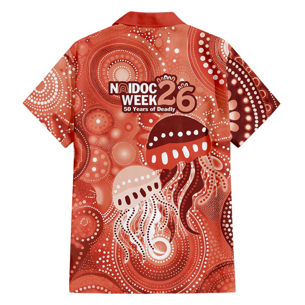 NAIDOC Deadly 50 Years Family Matching Puletasi and Hawaiian Shirt Jellyfish Aboriginal Culture Inspired Red