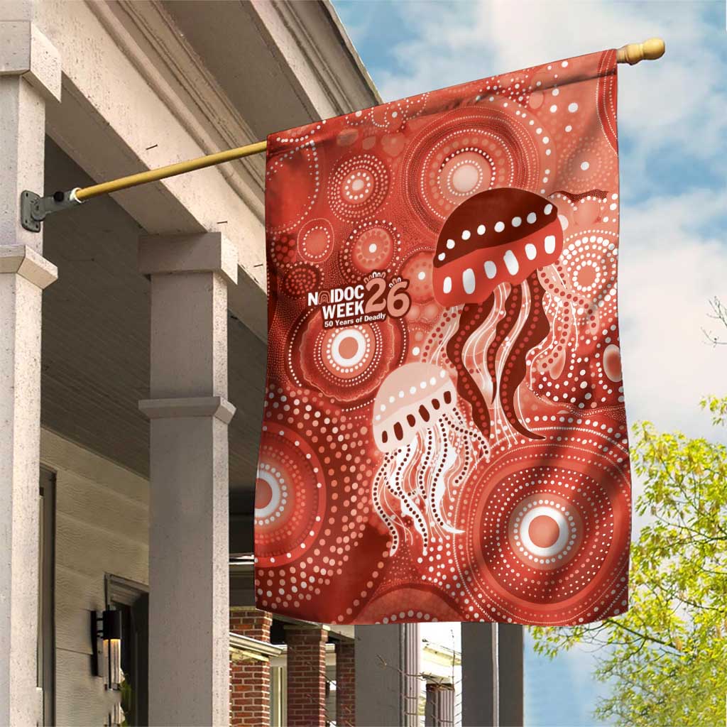 NAIDOC Deadly 50 Years Garden Flag Jellyfish Aboriginal Culture Inspired Red