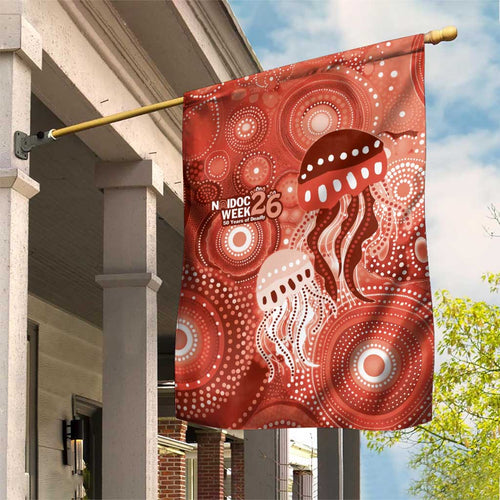 NAIDOC Deadly 50 Years Garden Flag Jellyfish Aboriginal Culture Inspired Red