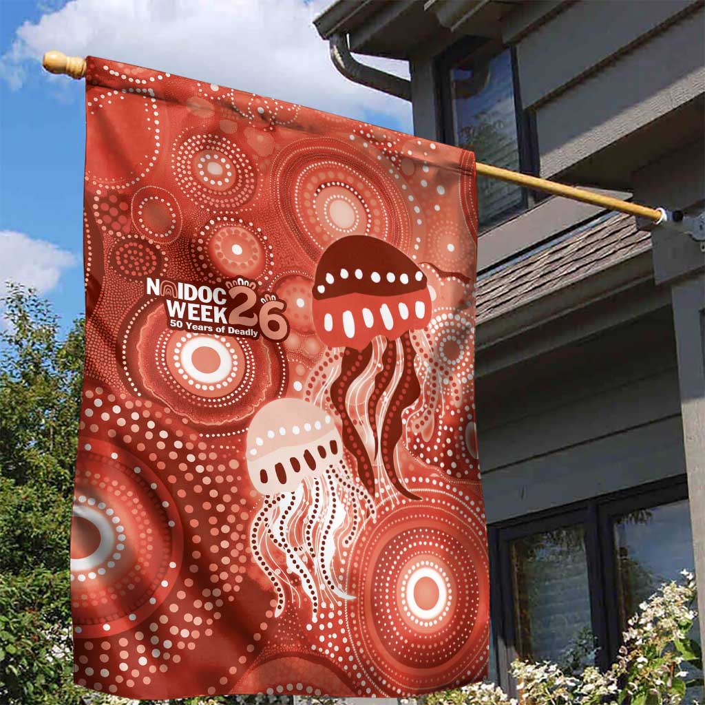 NAIDOC Deadly 50 Years Garden Flag Jellyfish Aboriginal Culture Inspired Red