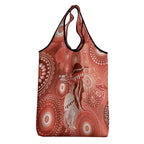 NAIDOC Deadly 50 Years Grocery Bag Jellyfish Aboriginal Culture Inspired Red