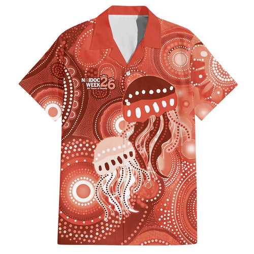NAIDOC Deadly 50 Years Hawaiian Shirt Jellyfish Aboriginal Culture Inspired Red