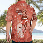 NAIDOC Deadly 50 Years Hawaiian Shirt Jellyfish Aboriginal Culture Inspired Red