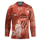 NAIDOC Deadly 50 Years Hockey Jersey Jellyfish Aboriginal Culture Inspired Red