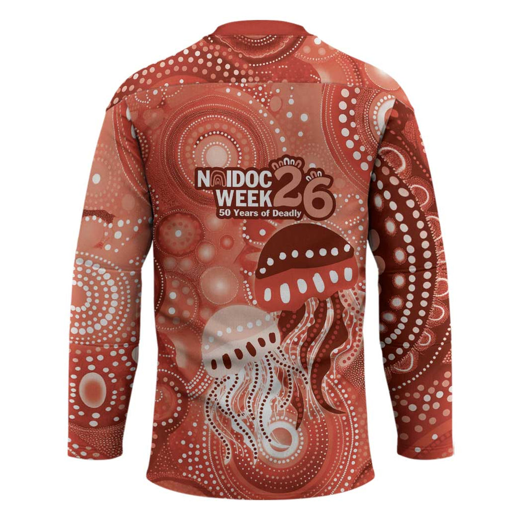 NAIDOC Deadly 50 Years Hockey Jersey Jellyfish Aboriginal Culture Inspired Red
