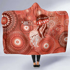NAIDOC Deadly 50 Years Hooded Blanket Jellyfish Aboriginal Culture Inspired Red