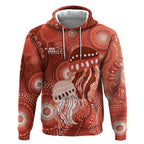 NAIDOC Deadly 50 Years Hoodie Jellyfish Aboriginal Culture Inspired Red