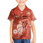 NAIDOC Deadly 50 Years Kid Hawaiian Shirt Jellyfish Aboriginal Culture Inspired Red