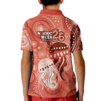 NAIDOC Deadly 50 Years Kid Polo Shirt Jellyfish Aboriginal Culture Inspired Red