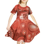 NAIDOC Deadly 50 Years Kid Short Sleeve Dress Jellyfish Aboriginal Culture Inspired Red