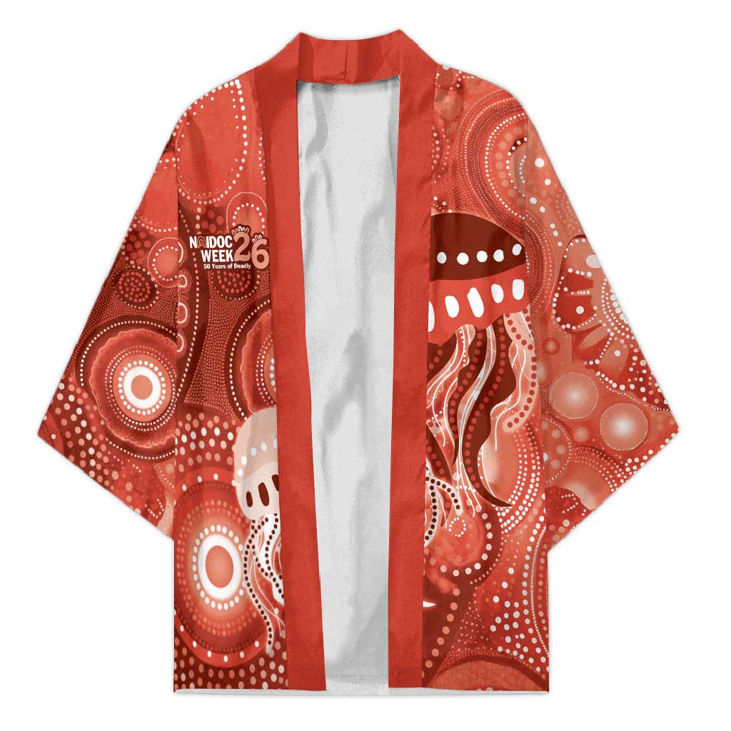 NAIDOC Deadly 50 Years Kimono Jellyfish Aboriginal Culture Inspired Red