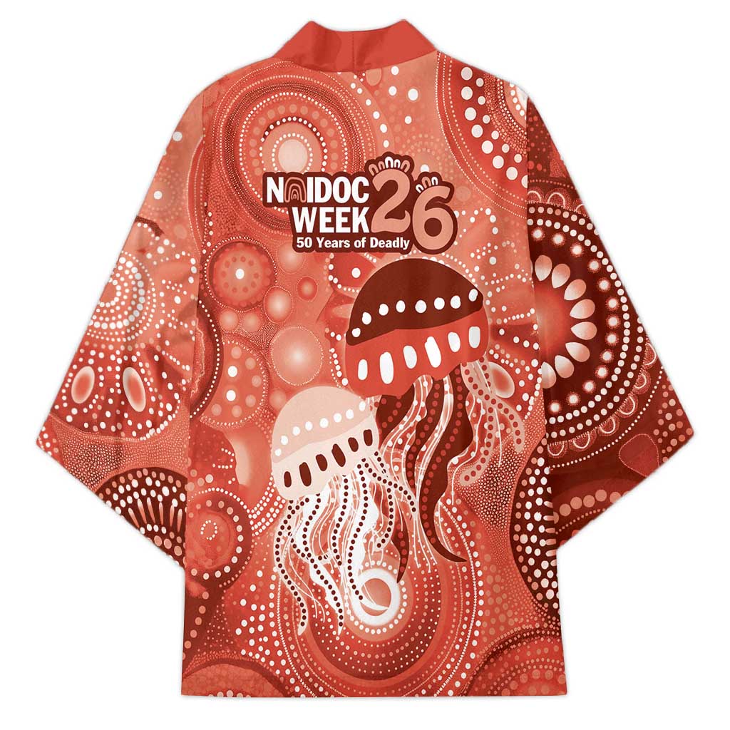 NAIDOC Deadly 50 Years Kimono Jellyfish Aboriginal Culture Inspired Red