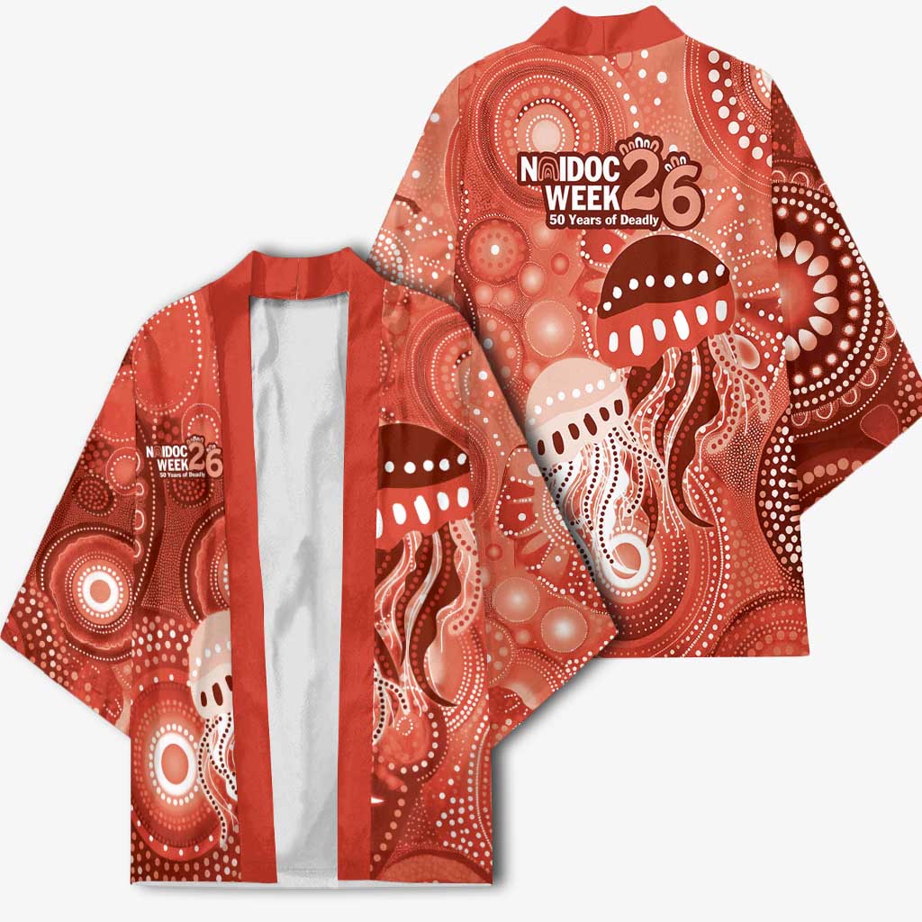 NAIDOC Deadly 50 Years Kimono Jellyfish Aboriginal Culture Inspired Red