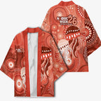 NAIDOC Deadly 50 Years Kimono Jellyfish Aboriginal Culture Inspired Red