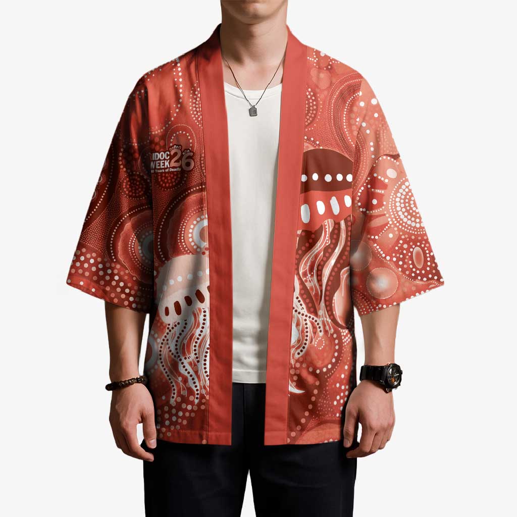 NAIDOC Deadly 50 Years Kimono Jellyfish Aboriginal Culture Inspired Red