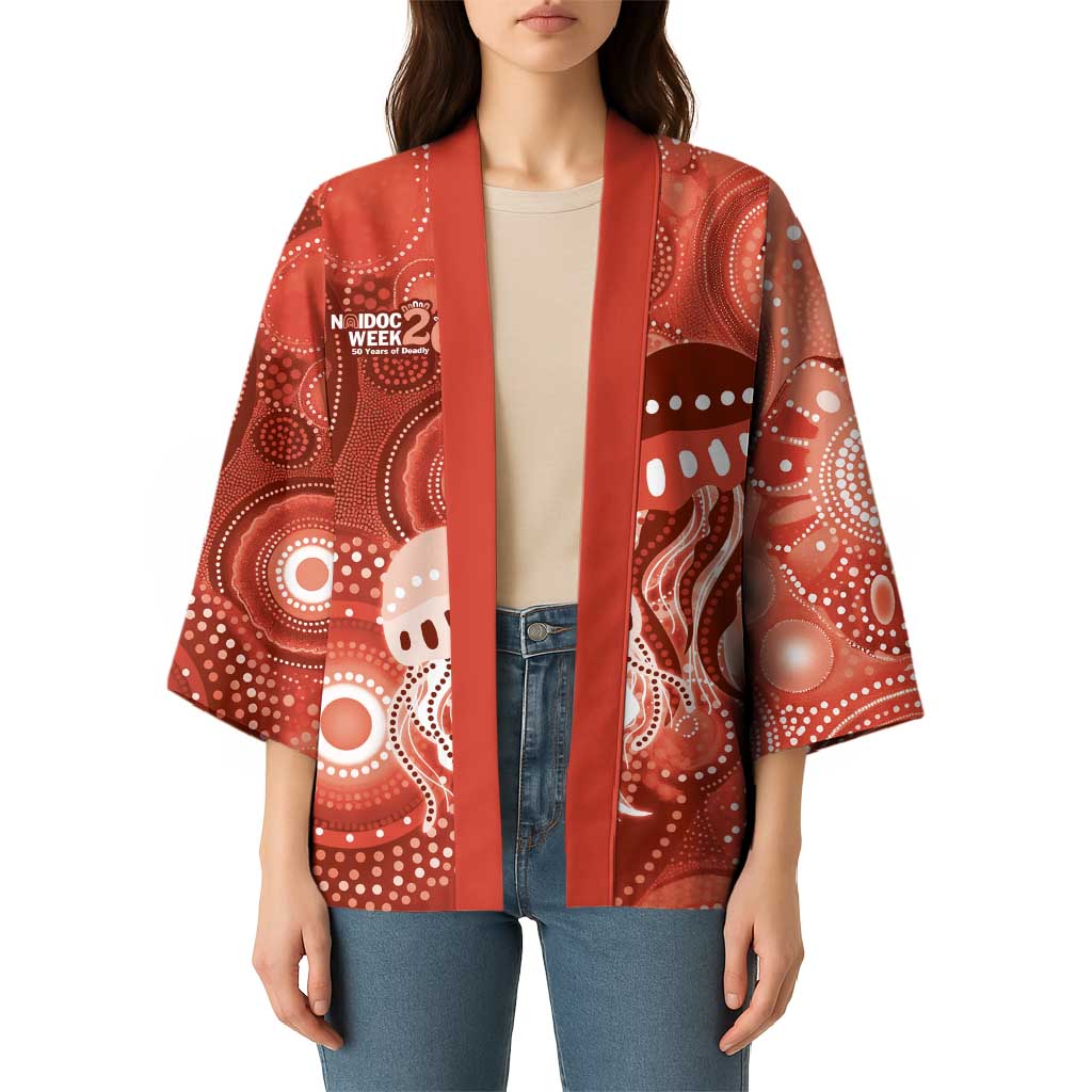NAIDOC Deadly 50 Years Kimono Jellyfish Aboriginal Culture Inspired Red
