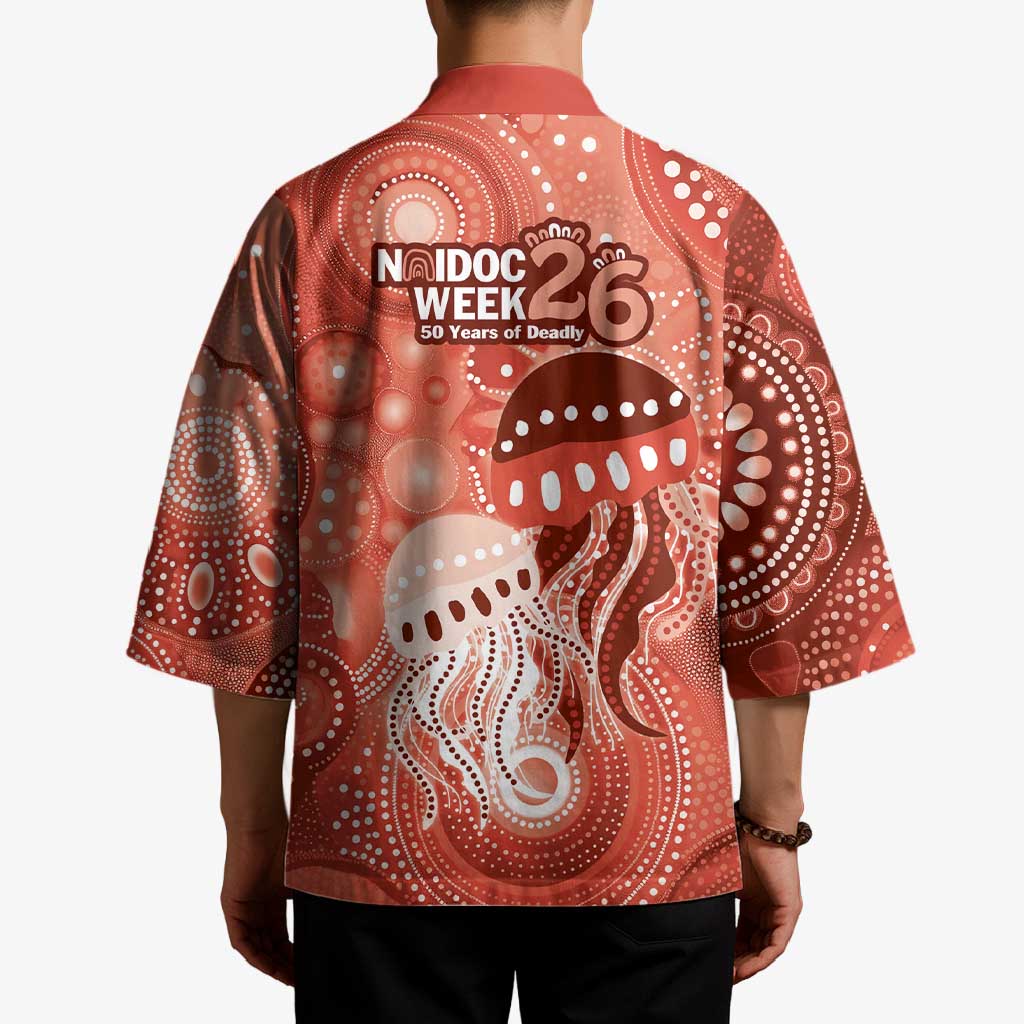 NAIDOC Deadly 50 Years Kimono Jellyfish Aboriginal Culture Inspired Red