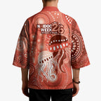 NAIDOC Deadly 50 Years Kimono Jellyfish Aboriginal Culture Inspired Red
