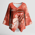 NAIDOC Deadly 50 Years Kimono Sleeve Blouse Jellyfish Aboriginal Culture Inspired Red
