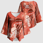 NAIDOC Deadly 50 Years Kimono Sleeve Blouse Jellyfish Aboriginal Culture Inspired Red