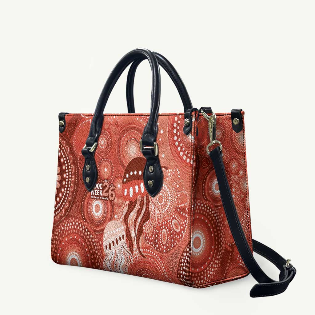 NAIDOC Deadly 50 Years Leather Bag Jellyfish Aboriginal Culture Inspired Red