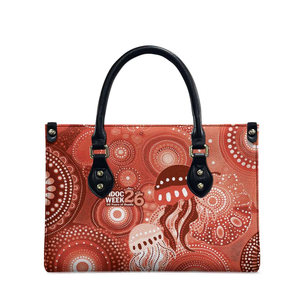 NAIDOC Deadly 50 Years Leather Bag Jellyfish Aboriginal Culture Inspired Red