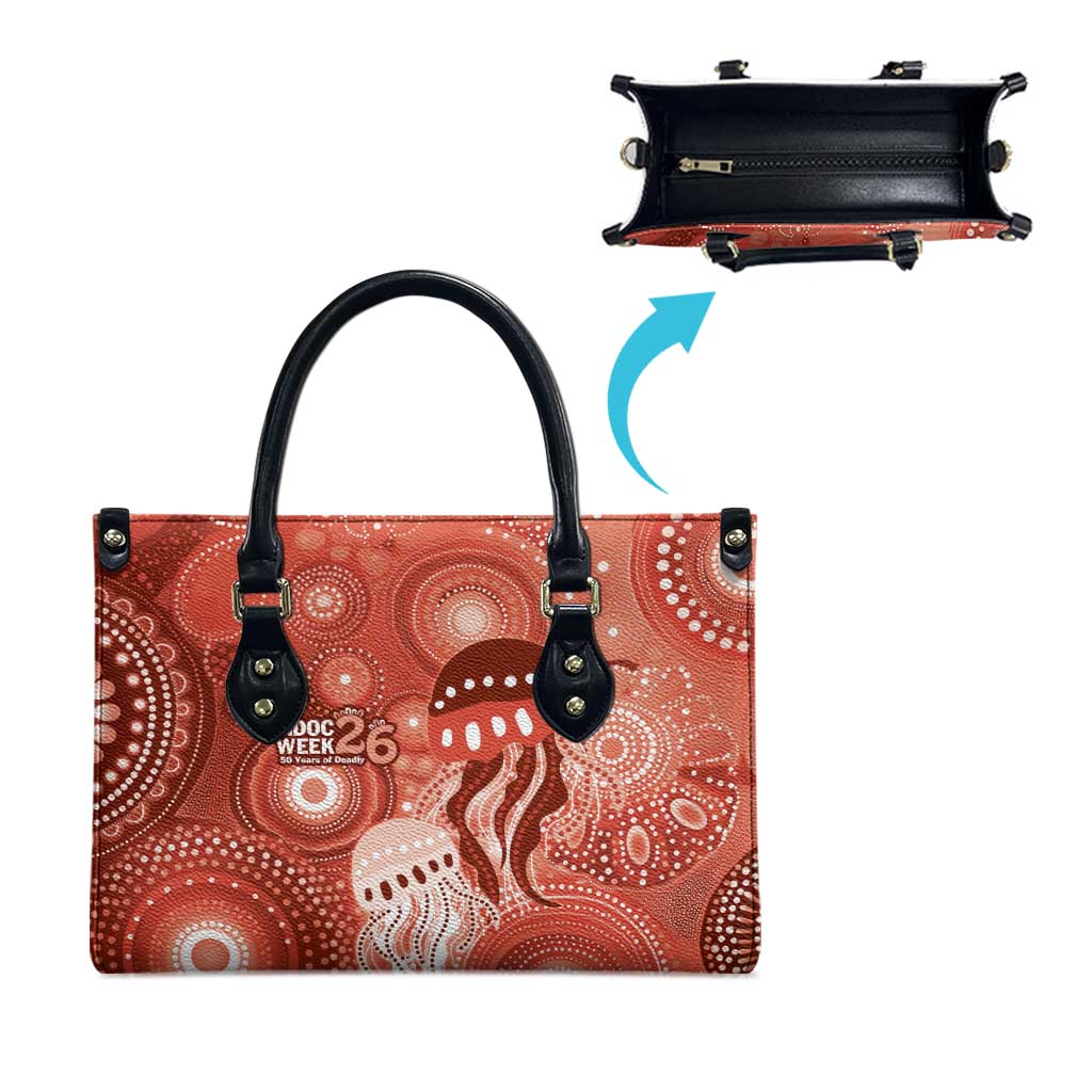 NAIDOC Deadly 50 Years Leather Bag Jellyfish Aboriginal Culture Inspired Red