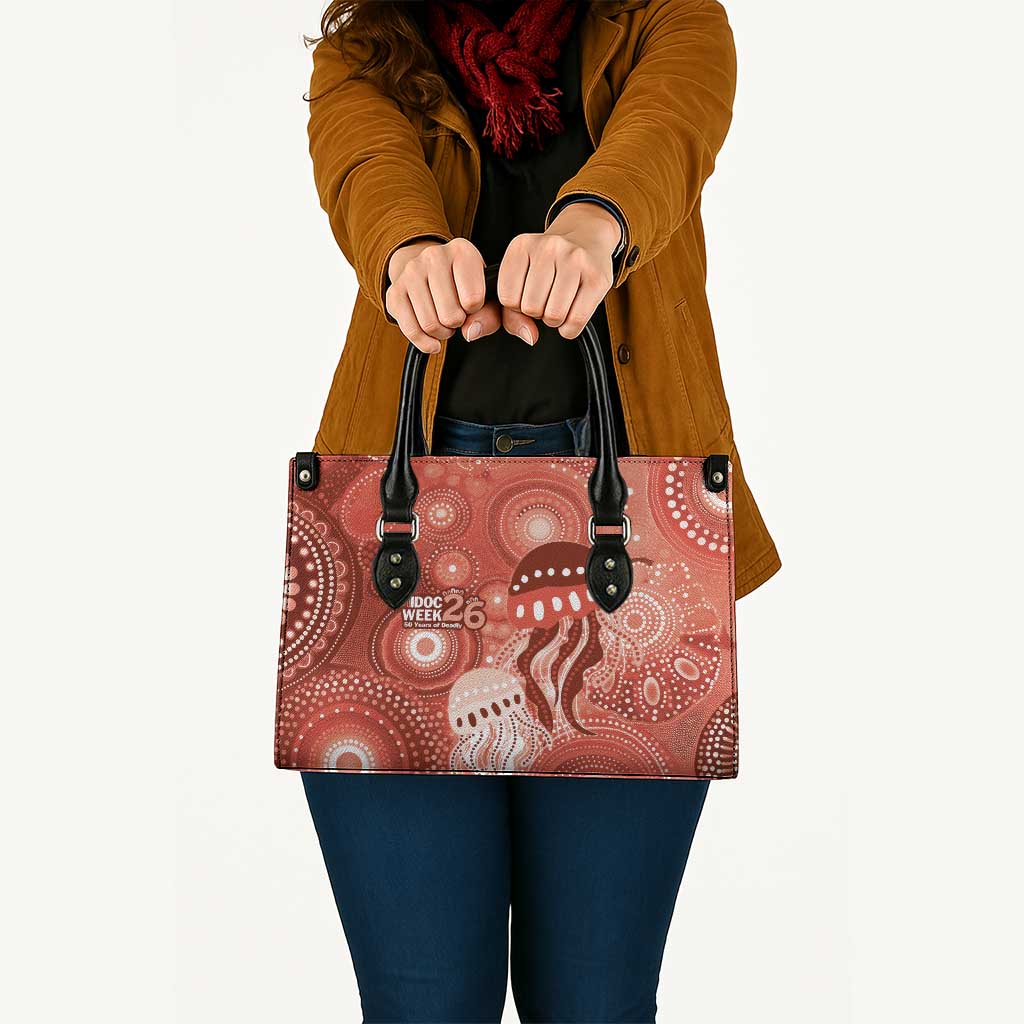 NAIDOC Deadly 50 Years Leather Bag Jellyfish Aboriginal Culture Inspired Red