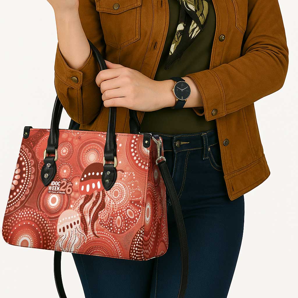 NAIDOC Deadly 50 Years Leather Bag Jellyfish Aboriginal Culture Inspired Red