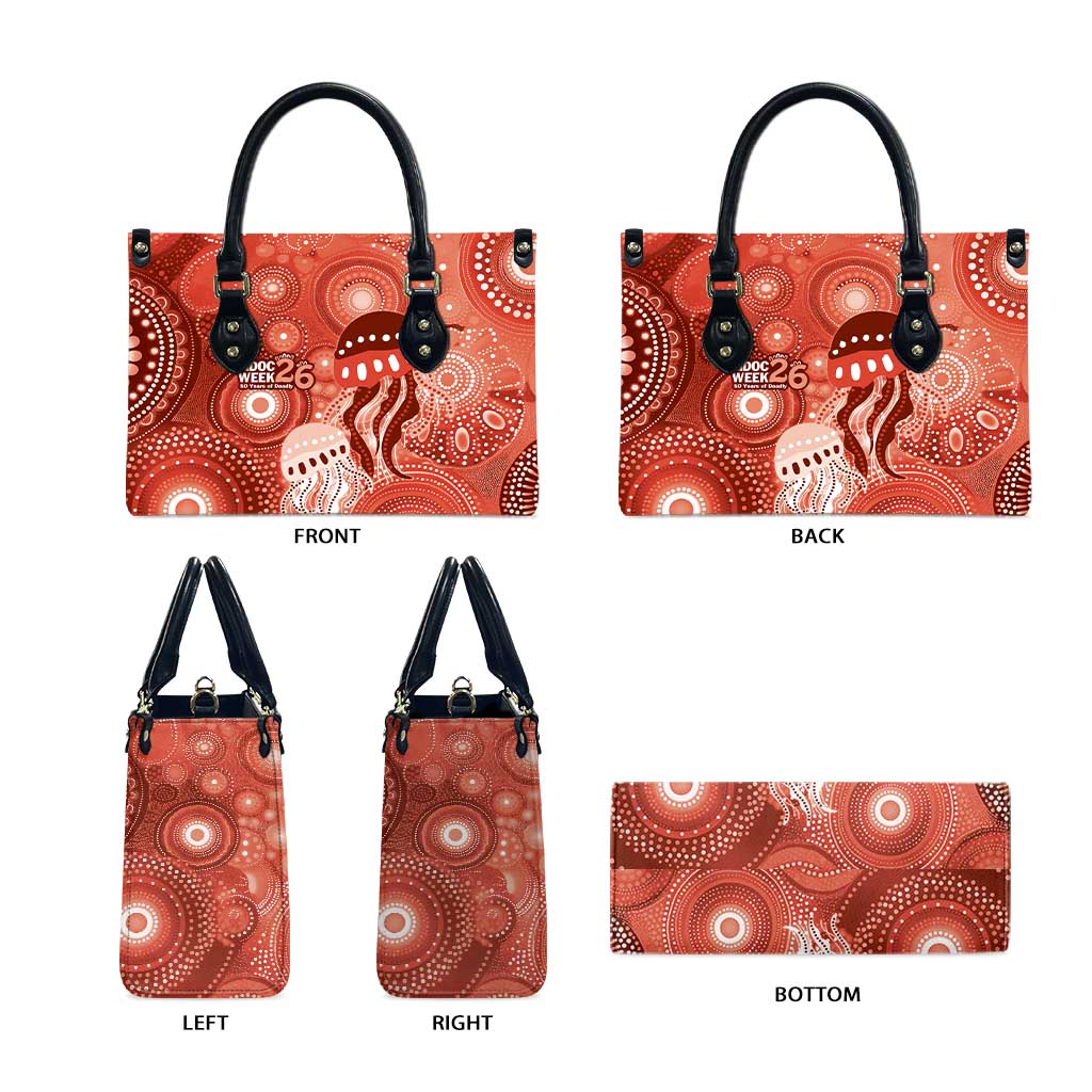 NAIDOC Deadly 50 Years Leather Bag Jellyfish Aboriginal Culture Inspired Red