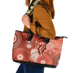 NAIDOC Deadly 50 Years Leather Tote Bag Jellyfish Aboriginal Culture Inspired Red