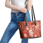 NAIDOC Deadly 50 Years Leather Tote Bag Jellyfish Aboriginal Culture Inspired Red