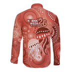 NAIDOC Deadly 50 Years Long Sleeve Button Shirt Jellyfish Aboriginal Culture Inspired Red