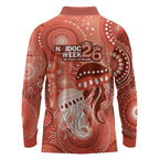 NAIDOC Deadly 50 Years Long Sleeve Polo Shirt Jellyfish Aboriginal Culture Inspired Red
