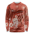 NAIDOC Deadly 50 Years Long Sleeve Shirt Jellyfish Aboriginal Culture Inspired Red