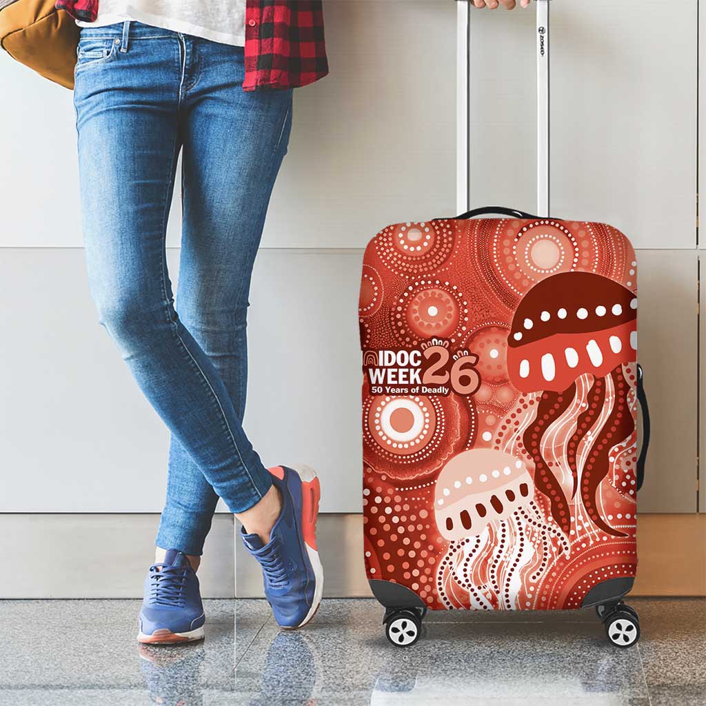 NAIDOC Deadly 50 Years Luggage Cover Jellyfish Aboriginal Culture Inspired Red