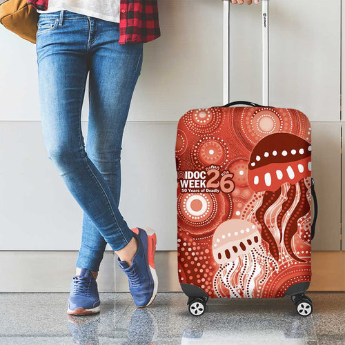 NAIDOC Deadly 50 Years Luggage Cover Jellyfish Aboriginal Culture Inspired Red