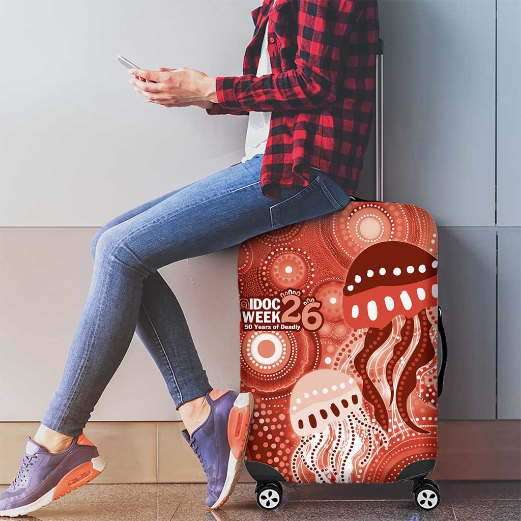 NAIDOC Deadly 50 Years Luggage Cover Jellyfish Aboriginal Culture Inspired Red