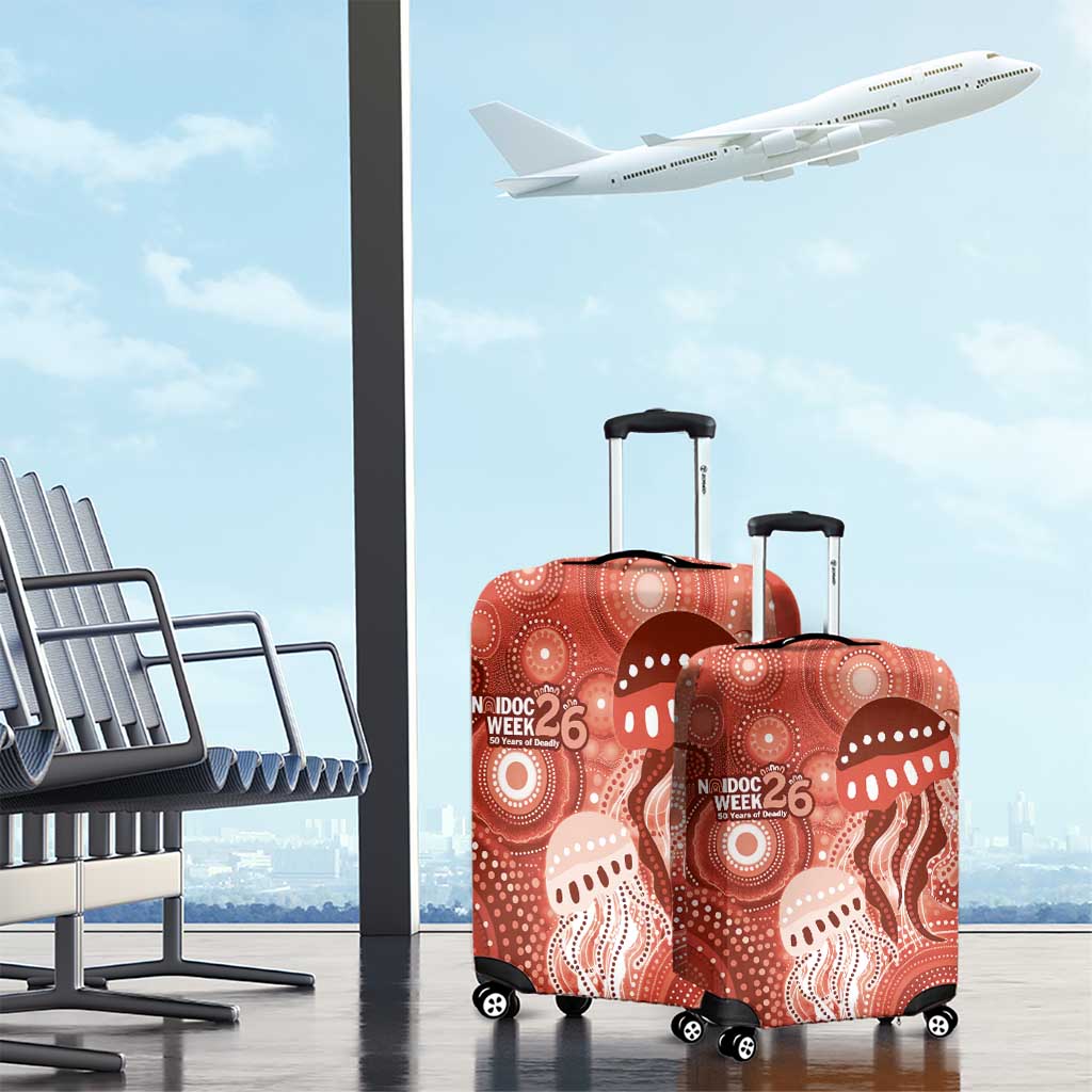 NAIDOC Deadly 50 Years Luggage Cover Jellyfish Aboriginal Culture Inspired Red