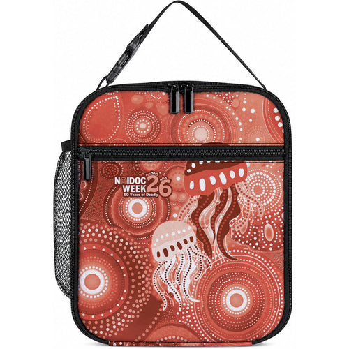 NAIDOC Deadly 50 Years Lunch Bag Jellyfish Aboriginal Culture Inspired Red